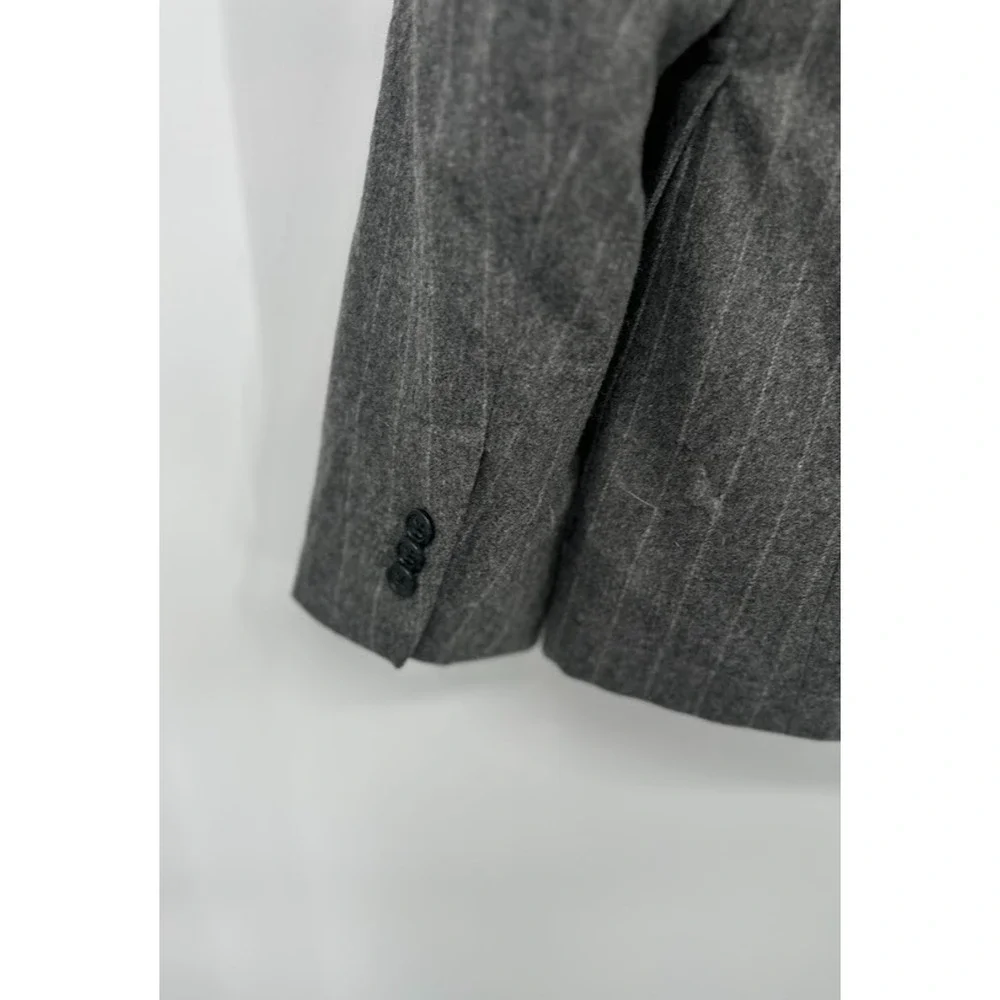 Banana Republic‎ Mens S Wool Topcoat Grey Stripe Jacket Pea Coat Removable Liner
